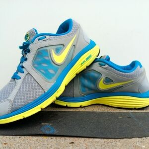 Nike Dual Fusion Run Womens Tennis Shoes Size 7.5 Gray Blues Yellow F4